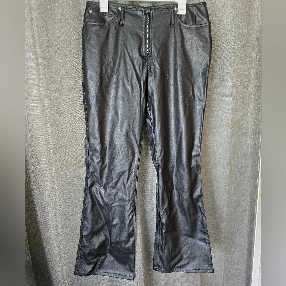No Boundaries Y2K Faux Leather Pants Flared Black Juniors 13